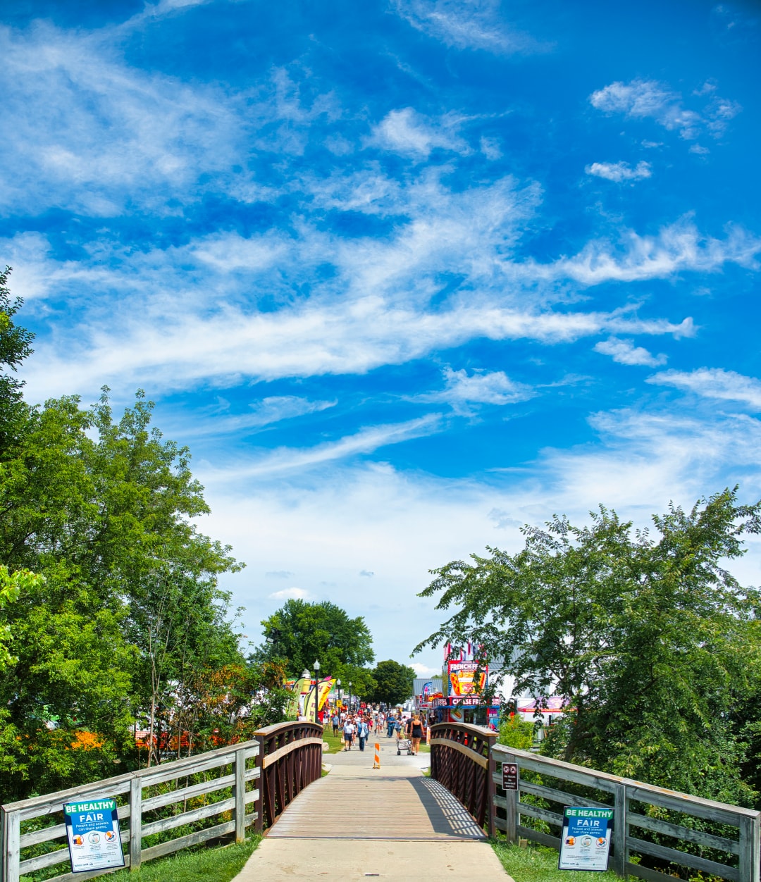 Wooden bridge entrance leading into the St. Clair County 4-H Fair grounds
