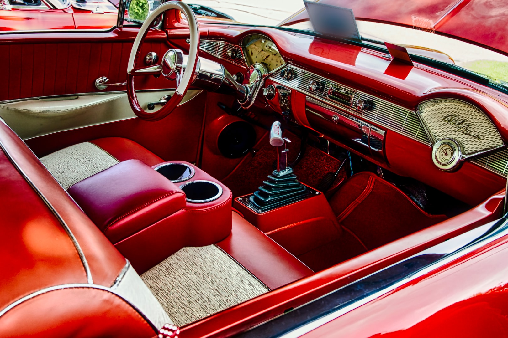 Classic red Bel Air interior at St. Clair County 4H Fair car show