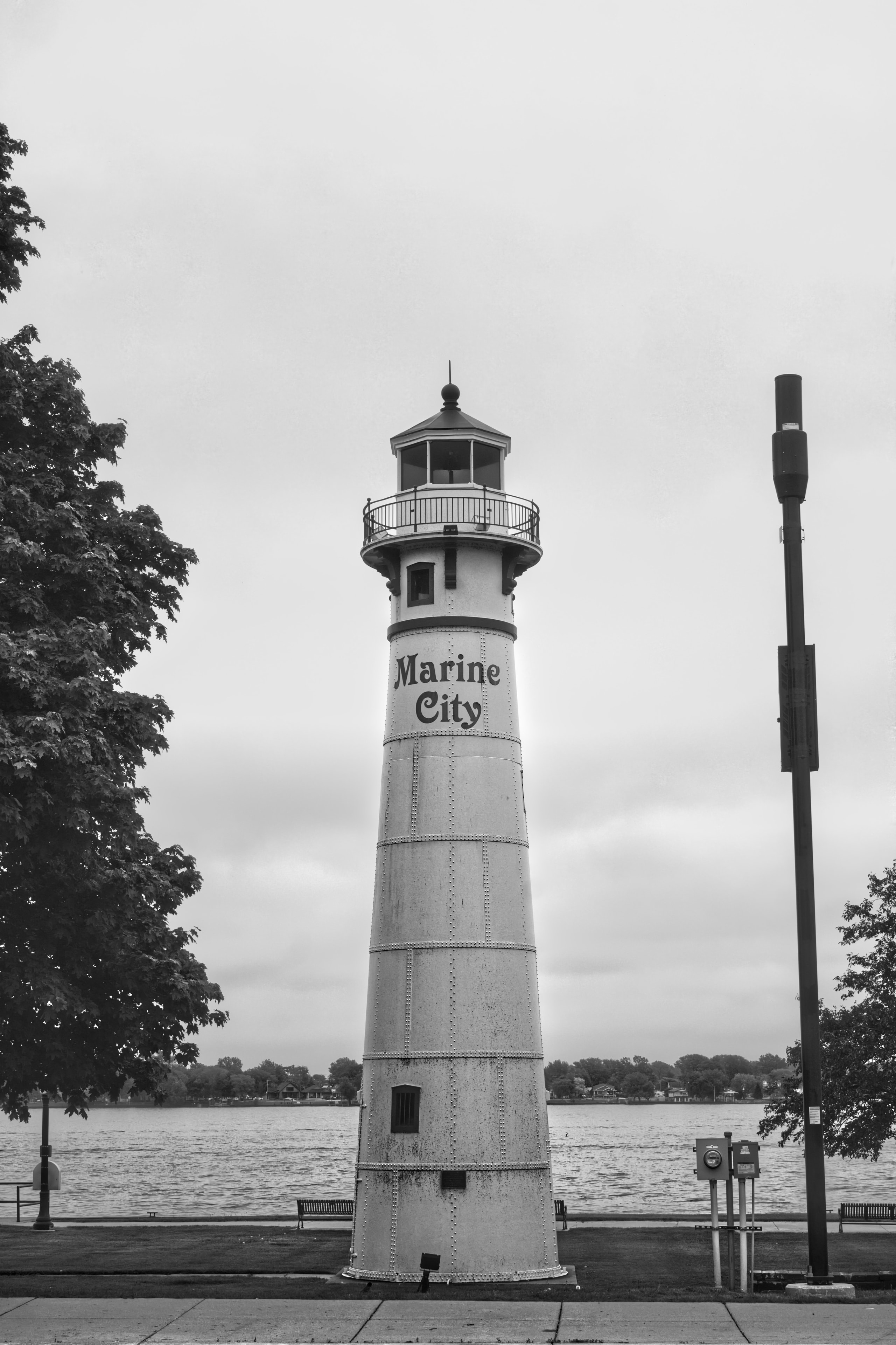 Marine City lighthouse — B&W fine art photography, St. Clair County Michigan