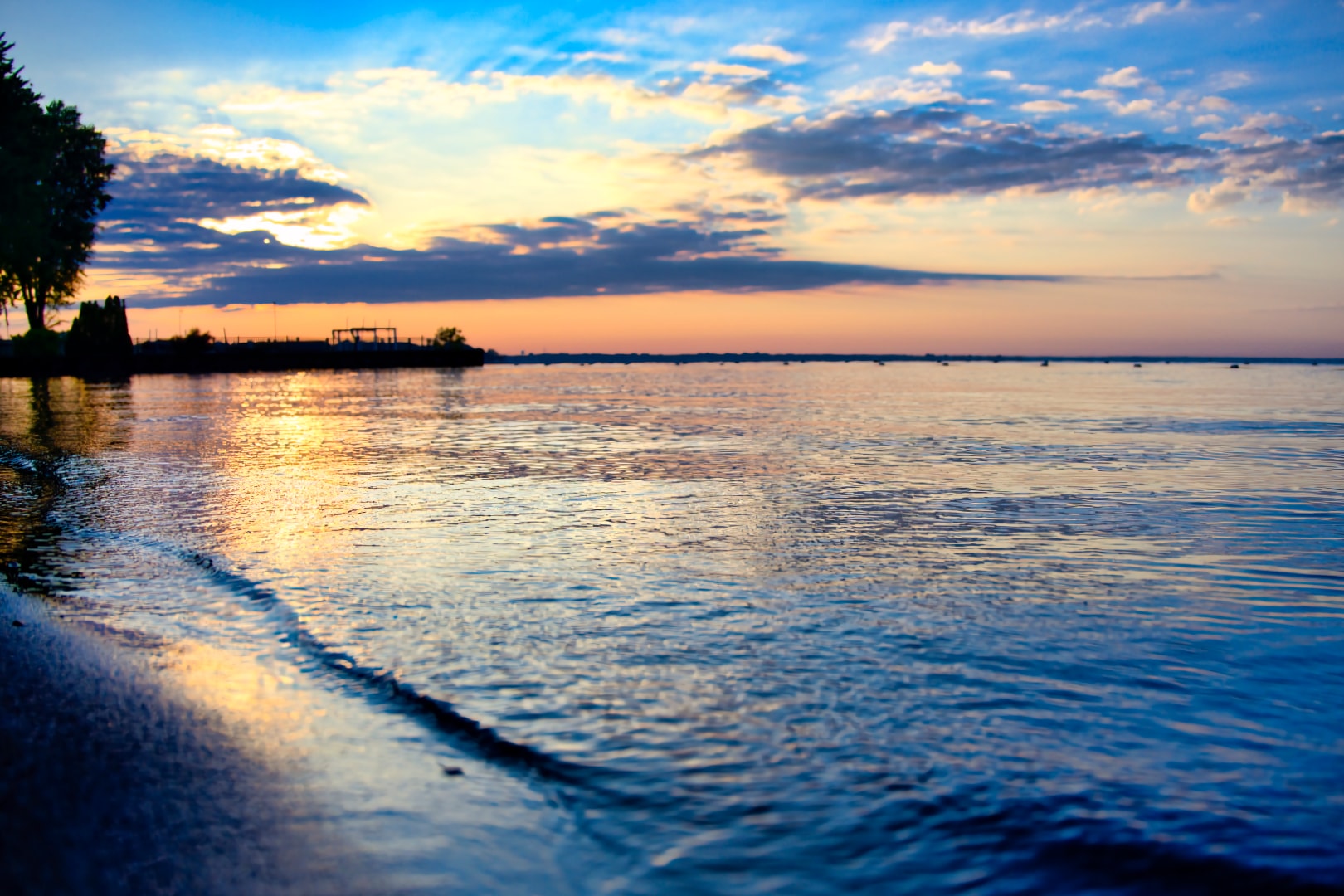 Anchor Bay shoreline at sunset — New Baltimore Michigan landscape photography