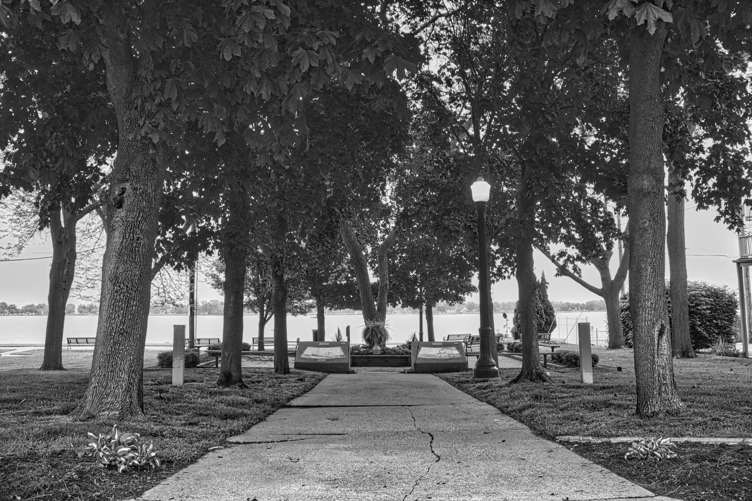 Marine City river black and white landscape — fine art print Southeast Michigan